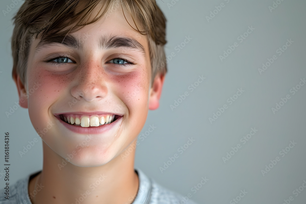Joyful portrait of a happy Caucasian teenage boy with a genuine smile and confident eyes against a clean background Joyful portrait of a happy Caucasian teenage boy with a genuine smile and confident eyes against a clean background