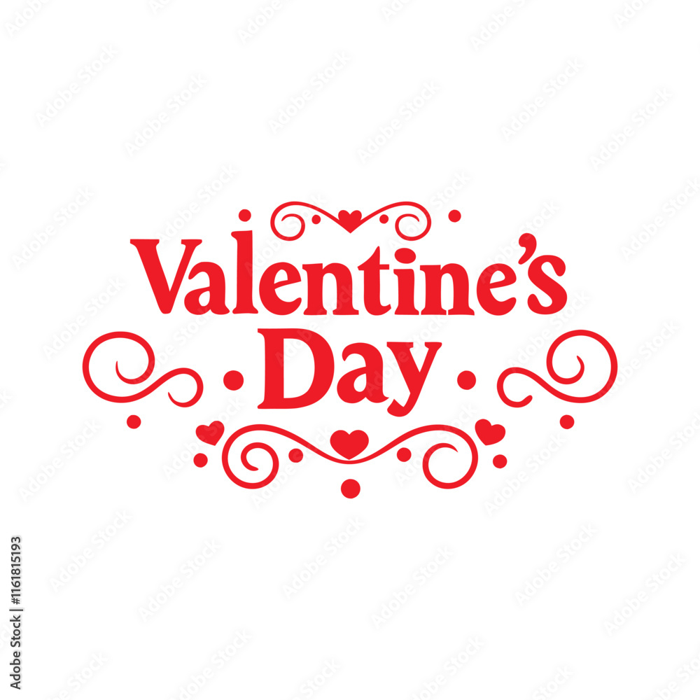 Romantic Red Valentine's Day Text with Heart Decorations Romantic Red Valentine's Day Text with Heart Decorations