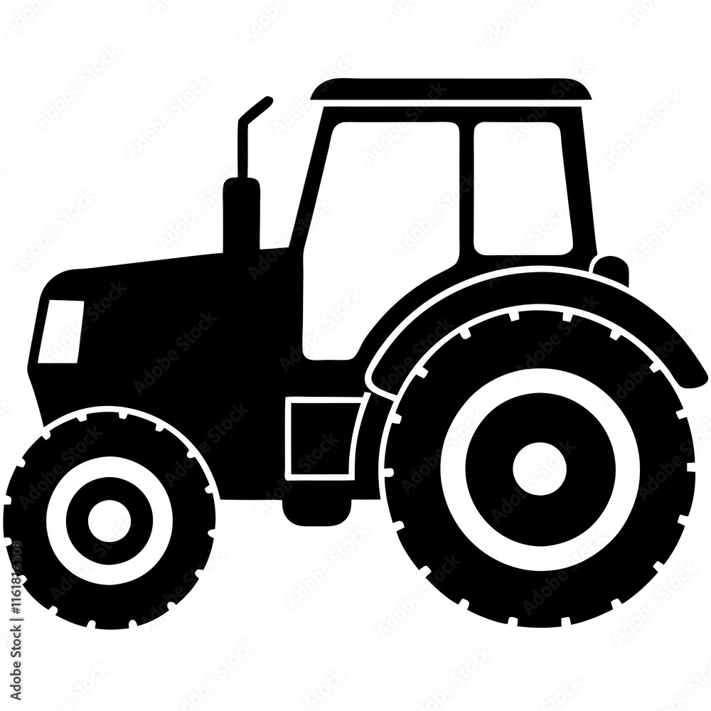 Obraz premium Tractor silhouette vector, tractor, farm, agriculture,