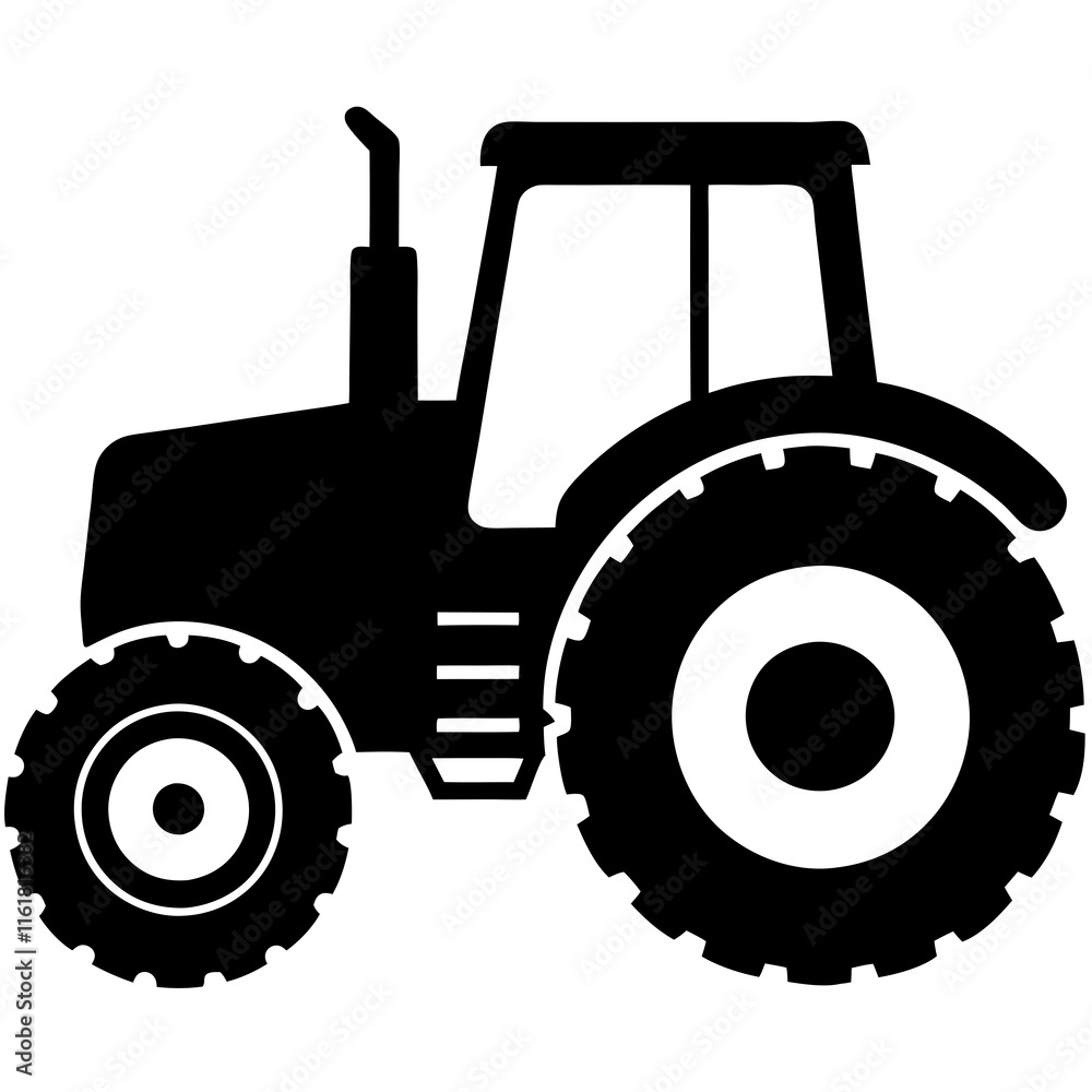 Obraz premium Tractor silhouette vector, tractor, farm, agriculture,