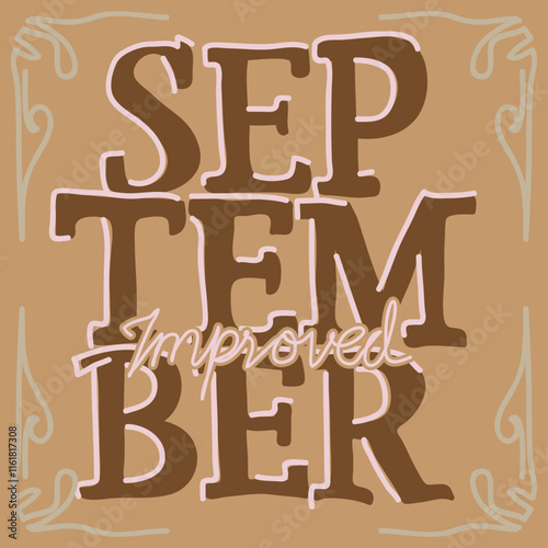 Vector illustration month of September word and improved word.