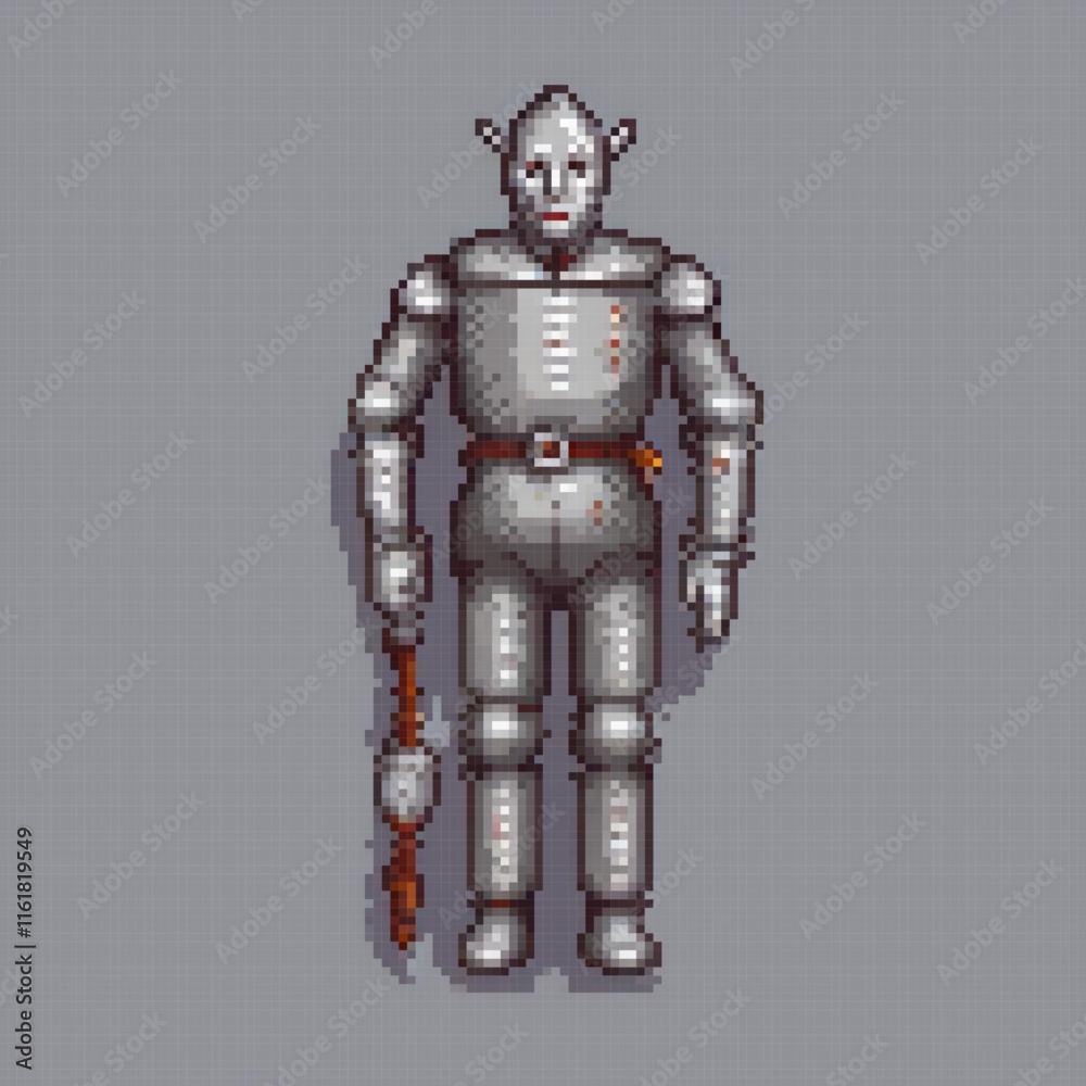 Pixel art depicting a knight in medieval armor