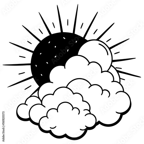 Clear sky with cartoon style fluffy clouds