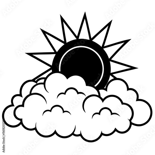 Clear sky with cartoon style fluffy clouds
