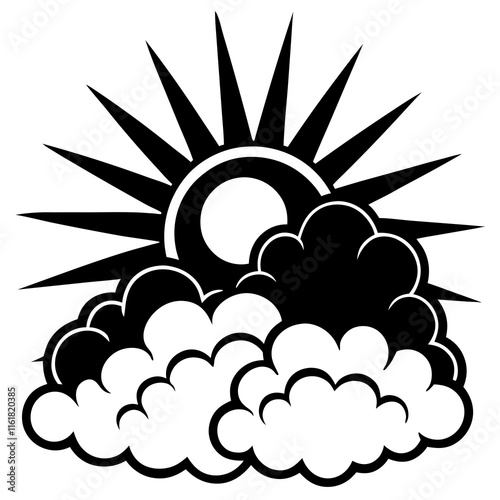 Clear sky with cartoon style fluffy clouds