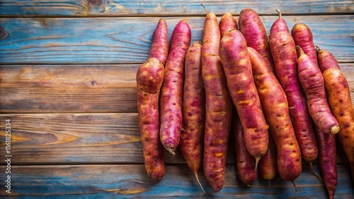 Freshly harvested long yams, produce, root vegetable, Taiwan, agriculture, organic, nutritious, tuber, long, white, earthy