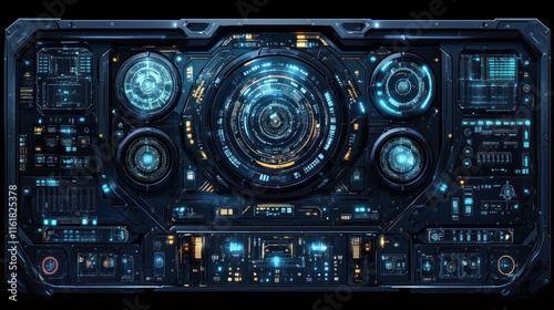 Wallpaper Mural Futuristic control panel interface. Torontodigital.ca