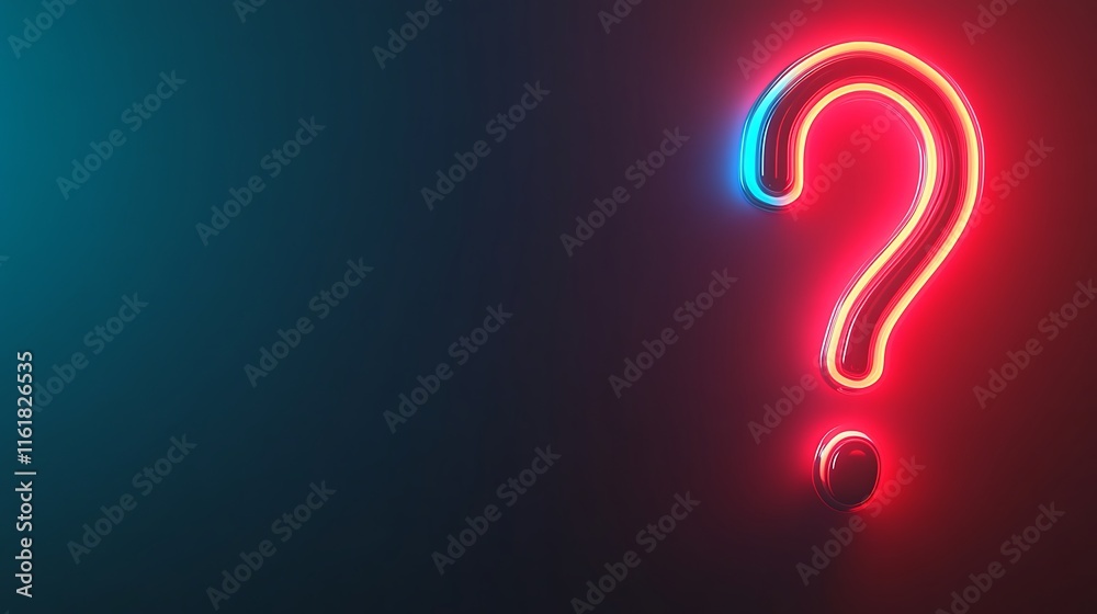 Glowing neon question mark on dark background. Glowing neon question mark on dark background.
