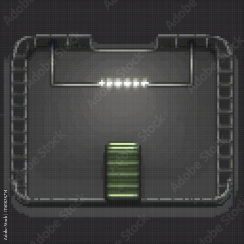 Pixel art screenshot of a computer screen with a green light indicator