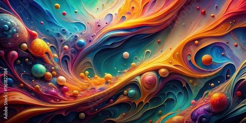 Vibrant and colorful abstract artwork featuring fluid shapes and textures , expressive, abstract, vibrant, colorful