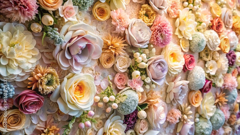 Elegant artificial flowers wall with intricate details and soft pastel colors, perfect for creating a warm and inviting atmosphere in a room decor setting , bohemian style, wall decoration Elegant artificial flowers wall with intricate details and soft pastel colors, perfect for creating a warm and inviting atmosphere in a room decor setting , bohemian style, wall decoration