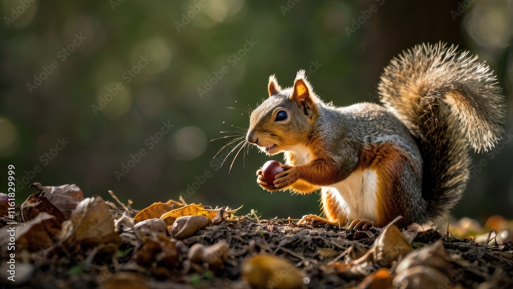 Fototapeta premium squirrel eating nut