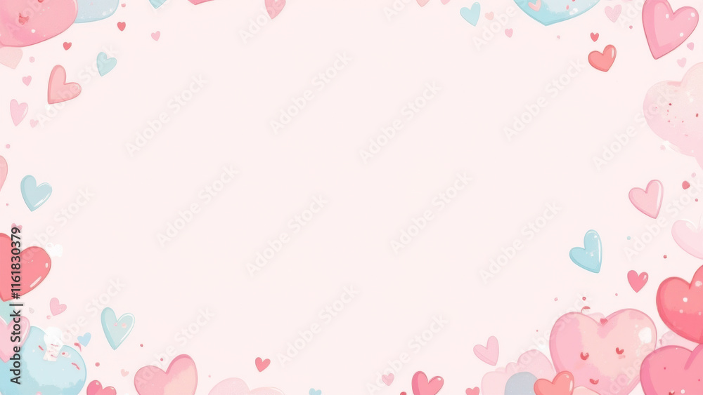 Illustration of a love-themed cute background with pastel tones, hearts, and an adorable hand-drawn aesthetic. Illustration of a love-themed cute background with pastel tones, hearts, and an adorable hand-drawn aesthetic.