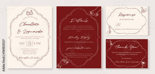 Set of Simple Wedding Invitation Design – Elegant Timeless Style, Perfect for Intimate Weddings
