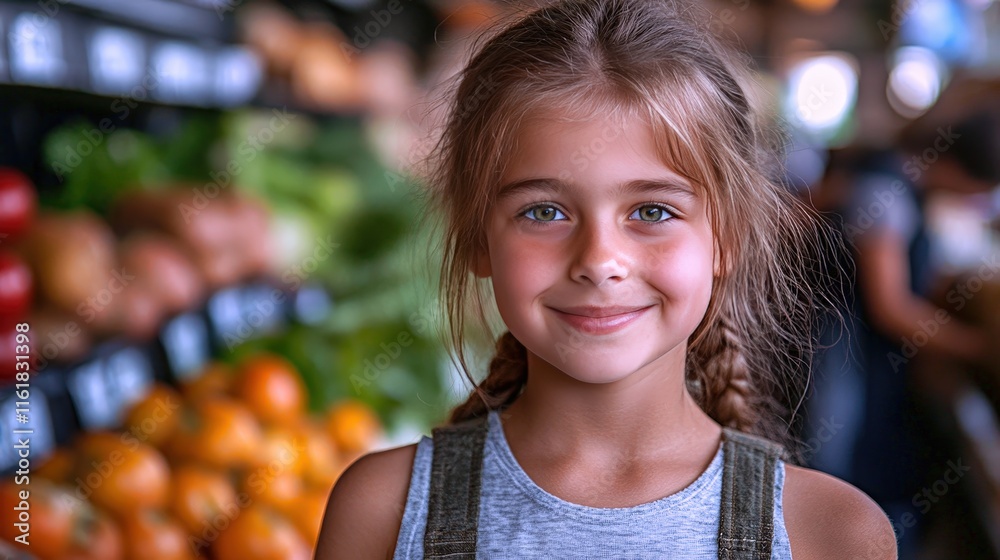Fototapeta premium Family gathers at local pantry to receive fresh food assistance and support during challenging times