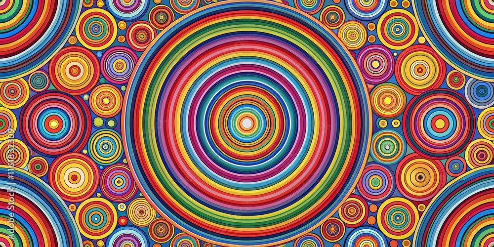 Colorful geometric pattern with concentric circles of various sizes and colors Colorful geometric pattern with concentric circles of various sizes and colors