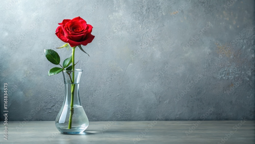 Elegant red rose in a modern glass vase on a minimalist background, roses, , roses Elegant red rose in a modern glass vase on a minimalist background, roses, , roses
