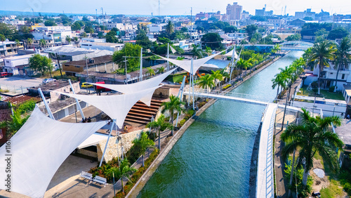 Canal de la Cortadura Walkway that connects the Carpintero Lake with the Panuco River. This promenade functions as a tourist space within the city of Tampico in Tamaulipas.