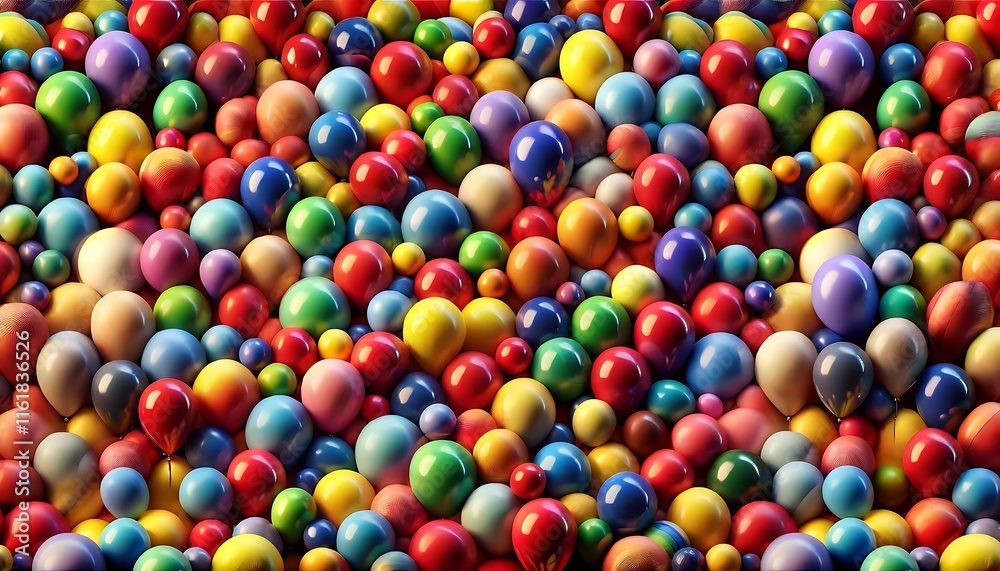 Fototapeta premium Colorful Assortment of Balloons, High-Angle View