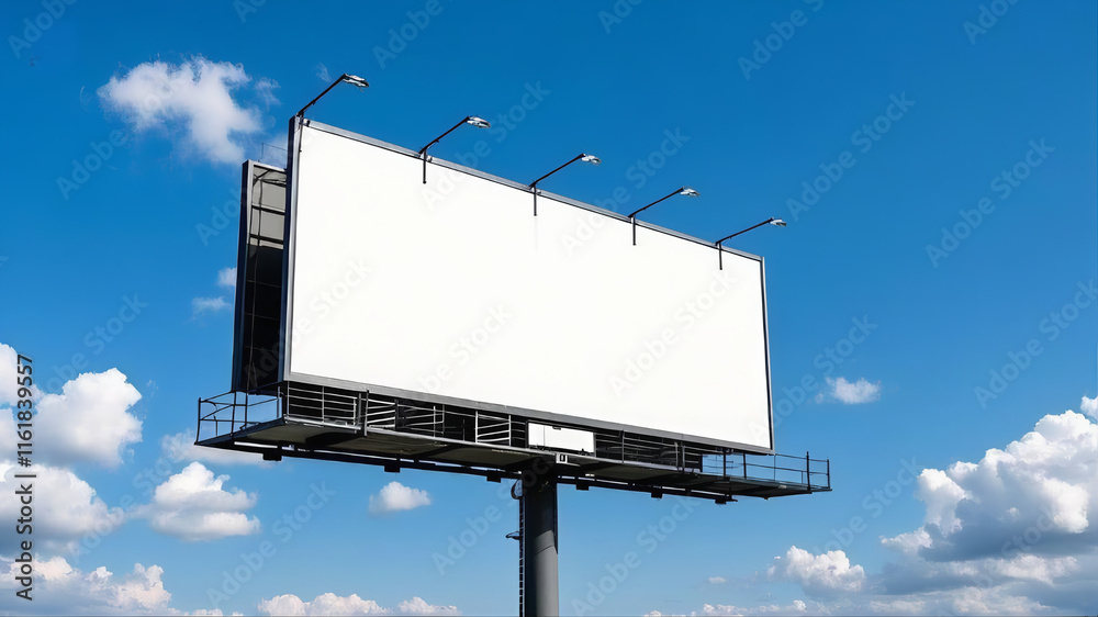 A large billboard with a blue sky A large billboard with a blue sky
