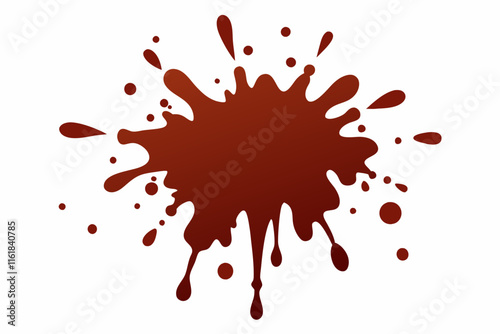 Mahogany paint splatter on white background