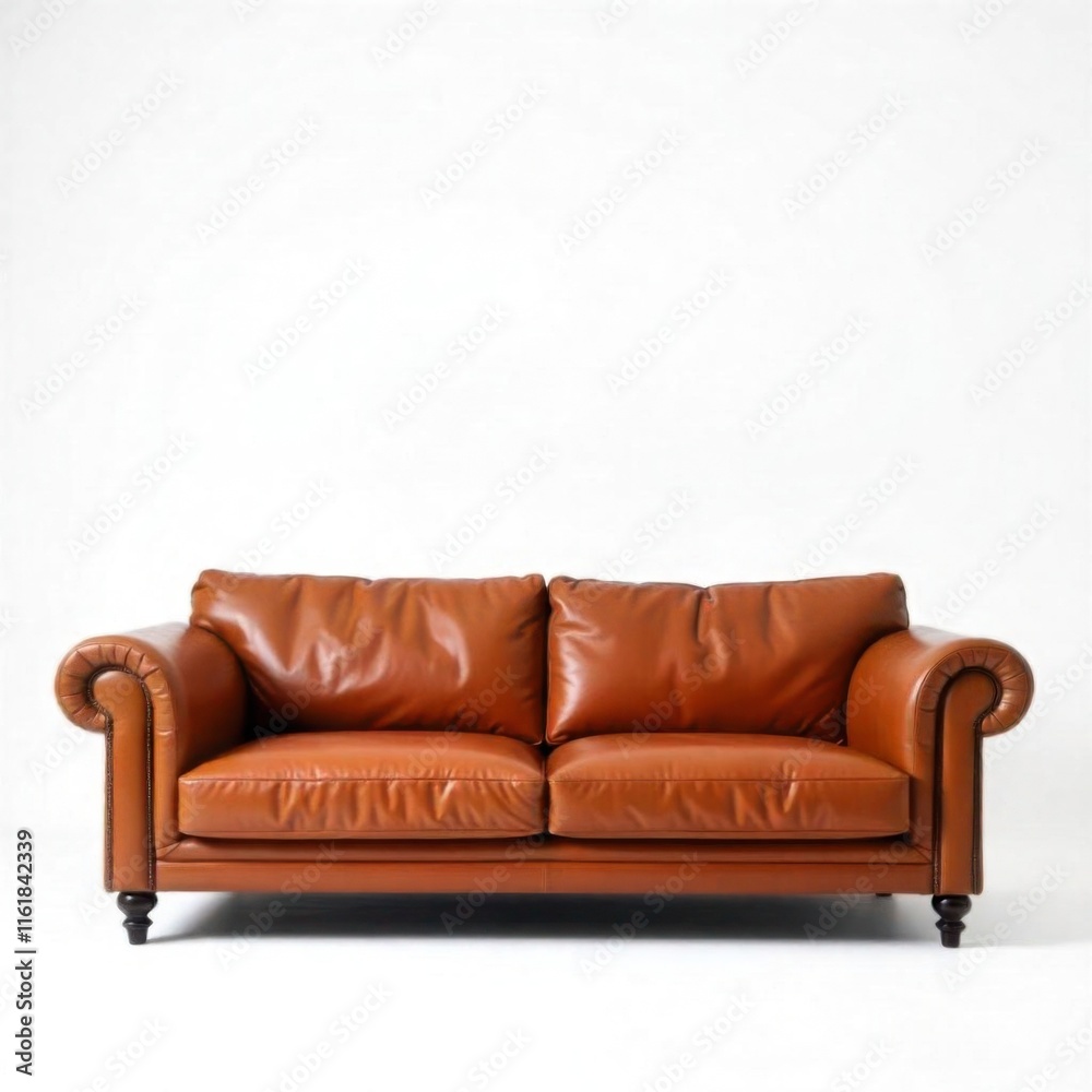 Fototapeta premium broen leather sofa on white background, isloted