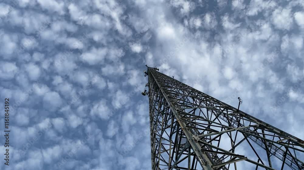 Mobile antenna Telecommunication Tower Transmitting 4G 5G 6G Signals to Rural Areas with clear sky background