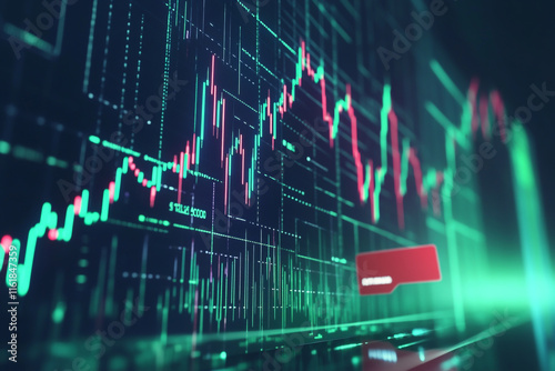 A stock market graph with an arrow pointing upwards, indicating a rising trend toward the top of the chart photo