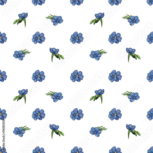 Floral seamless pattern of wildflowers, watercolor illustration for textile, floral background.