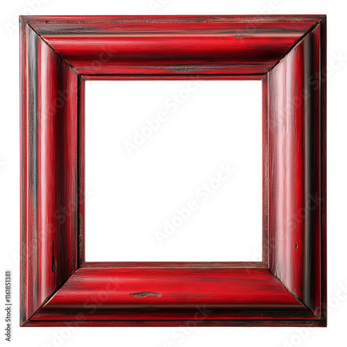 Bold red lacquer frame with a high gloss finish, modern style. Isolated on transparent or white background cut out photo