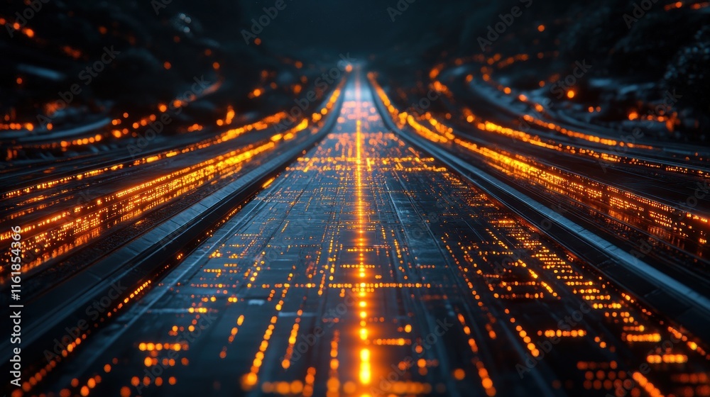 Glowing digital highway. Glowing digital highway.