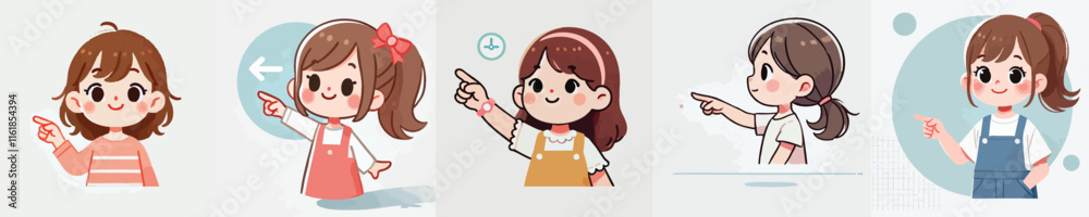 little girl vector set pointing to the side little girl vector set pointing to the side