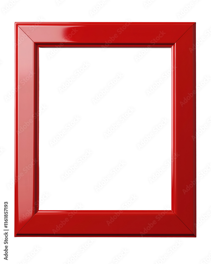 Fototapeta premium Bold red lacquer frame with a high gloss finish, modern style. Isolated on transparent or white background cut out