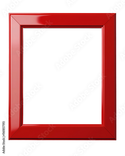 Bold red lacquer frame with a high gloss finish, modern style. Isolated on transparent or white background cut out