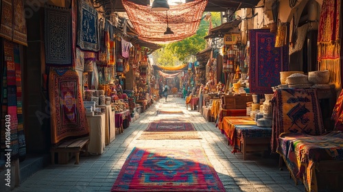 Local economic activity depicted in a vibrant bazaar. 