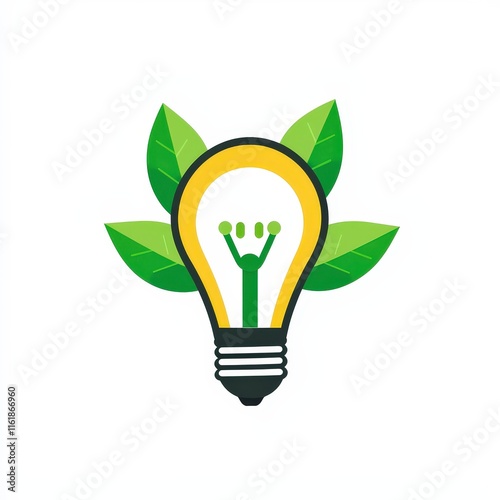 Design of green energy lamp icon logo illustration isolated on white background