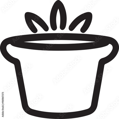 pot icon silhouette is a minimal-style vector art illustration on a white background.
