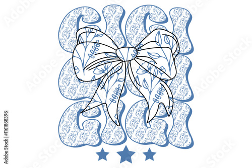 Blue Coquette Bow Gigi Chinoiserie T-shirt Design