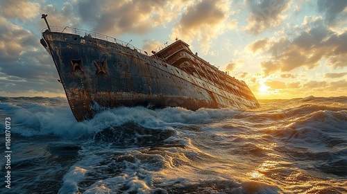 Wallpaper Mural An economic recession depicted as a sinking ship.  Torontodigital.ca