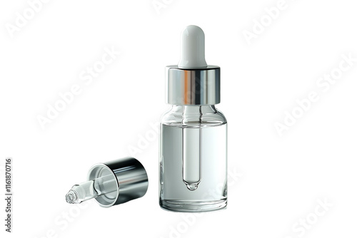 A bottle of eye medicine isolated on a white background showcasing health elements