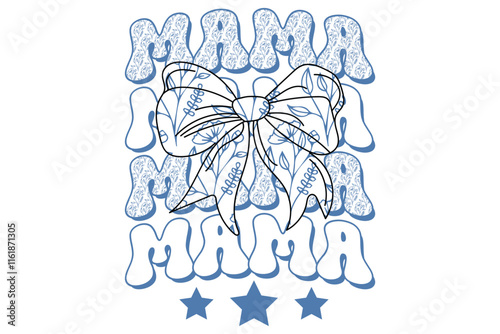 Blue Coquette Bow Mama Chinoiserie T-shirt Design