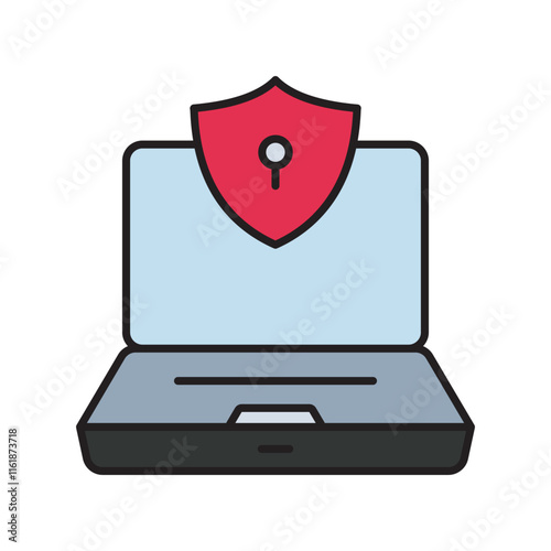 cyber security color line icon with white background vector stock illustration