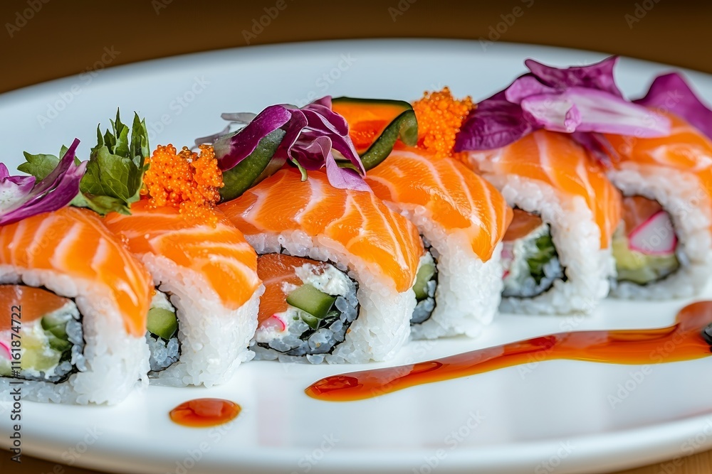 Exquisite Salmon Sushi Rolls, A Culinary Masterpiece! Exquisite Salmon Sushi Rolls, A Culinary Masterpiece!
