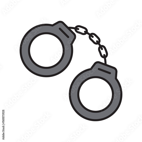 handcuffs color line icon with white background vector stock illustration