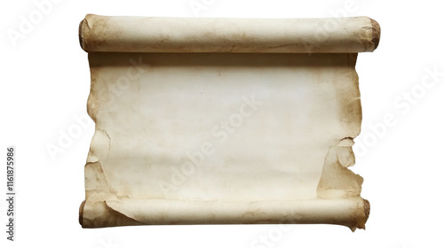 Blank ancient scroll for notes transparent background