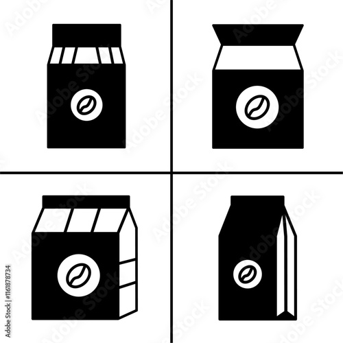 Vector black and white illustration of coffee box icon for business. Stock vector design.