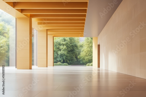 Modern interior design with natural light streaming in through large windows