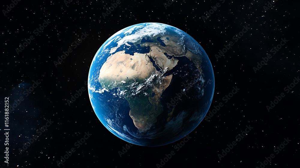 Fototapeta premium A blue Earth with the African continent on it, dark background, earth day concept