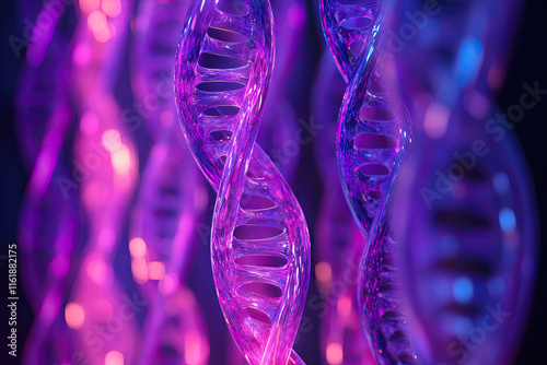 Abstract DNA strands glowing, symbolizing the foundation of life and health photo