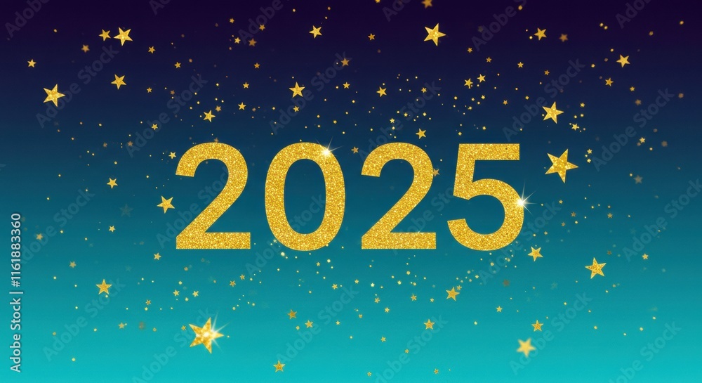 Fototapeta premium New Year 2025: Sparkling golden 